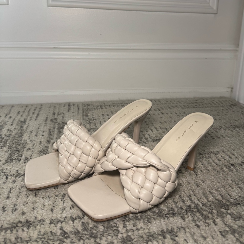 Women's Cream Braided Summer Heels